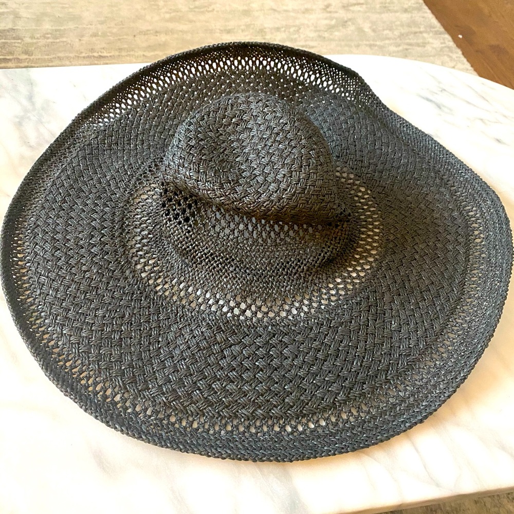Banana Republic Large a black Straw Floppy Hat New - Picture 2 of 5